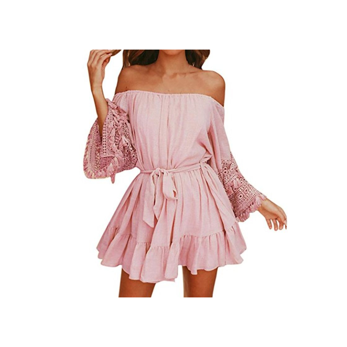 Social Vestidos Corto Mujer Sexy de Manga Larga Vestido de Verano de Playa