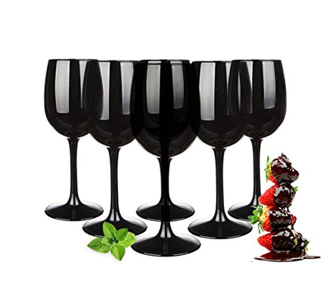 Producto Set de copas de vino 300 ml en paquetes de 6 Negra Copas de vino tinto vino blanco copas de vino copas