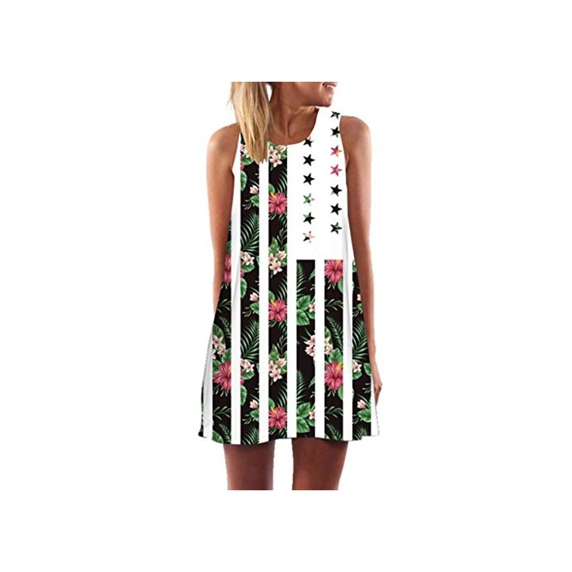 Fashion MOMOXI Vestidos para Mujer Mini Vestido Corto sin Mangas con Estampado Floral en 3D sin Mangas con Estampado Floral Bohe Tank de Summer Vintage Fiesta para Bodas Talla Grandes Casuales Midi Verano