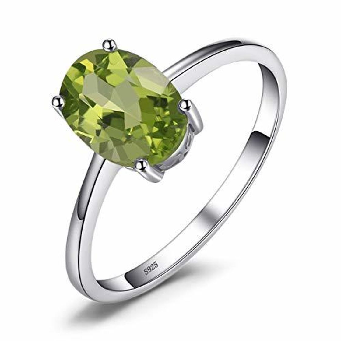 Places JewelryPalace Anillo de Compromiso Solitario 1.4ct Oval Genuino Peridoto verde Natural Piedra