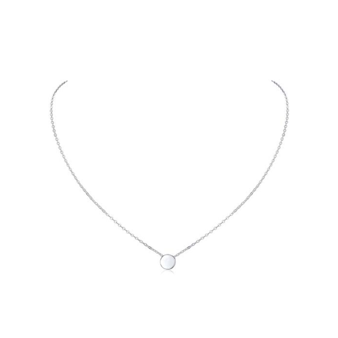 Producto ChicSilver Colgante Redondo Pequeño Plata de Ley 925 Platino Collar Cadena Eslabones Redondos Extensible Joyería De Moda para Mujeres