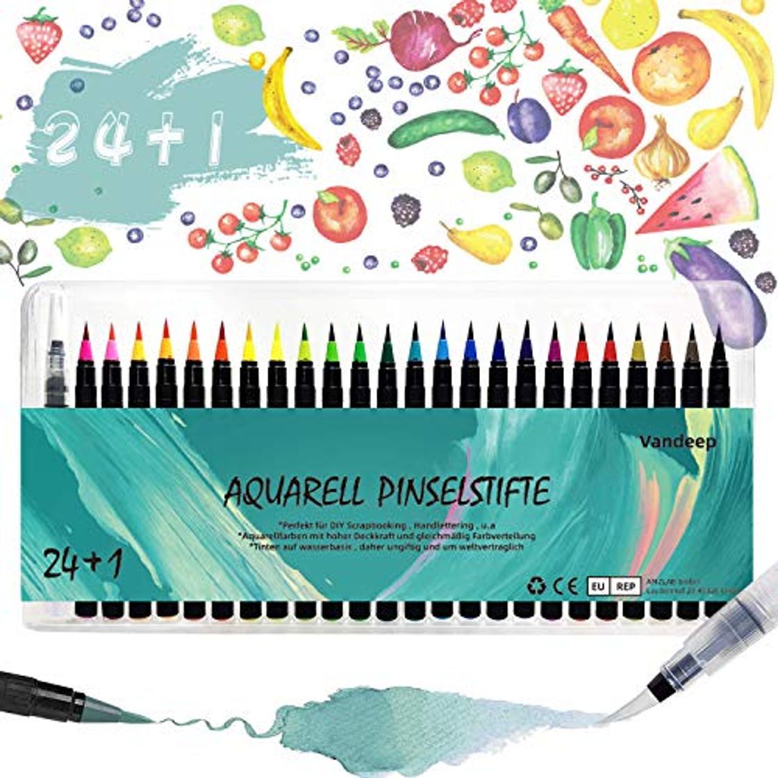 Producto Estuche Rotuladores Acuarelables con punta suave, 24 plumas de pincel de acuarela