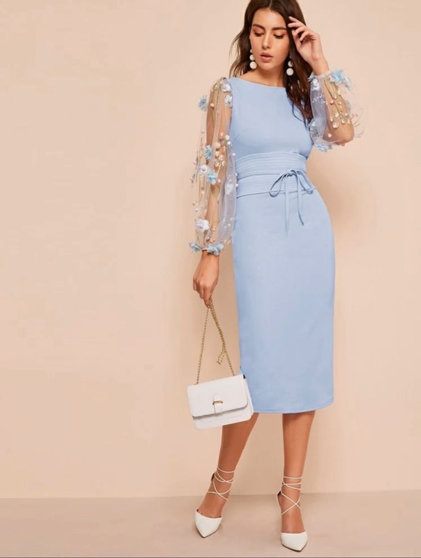 Vestido lápiz manga 3d