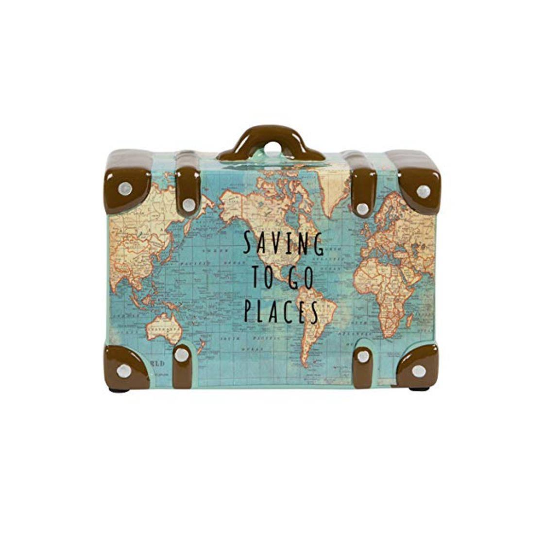 Producto VINTAGE MAP ESTILO ALCANCÍA EN MALETA FORMA Con Palabras