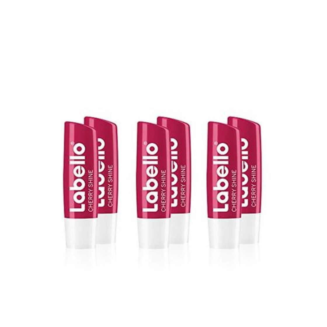 Beauty Labello Cherry Shine, Bálsamo Labial con Sabor a Cereza, pack de 6