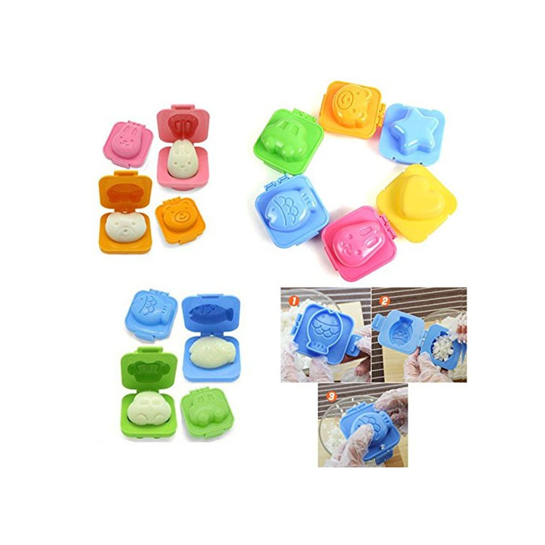 Social Hrph 6pcs Herramientas hervido Huevo Molde de arroz del Sushi bento Emparedado