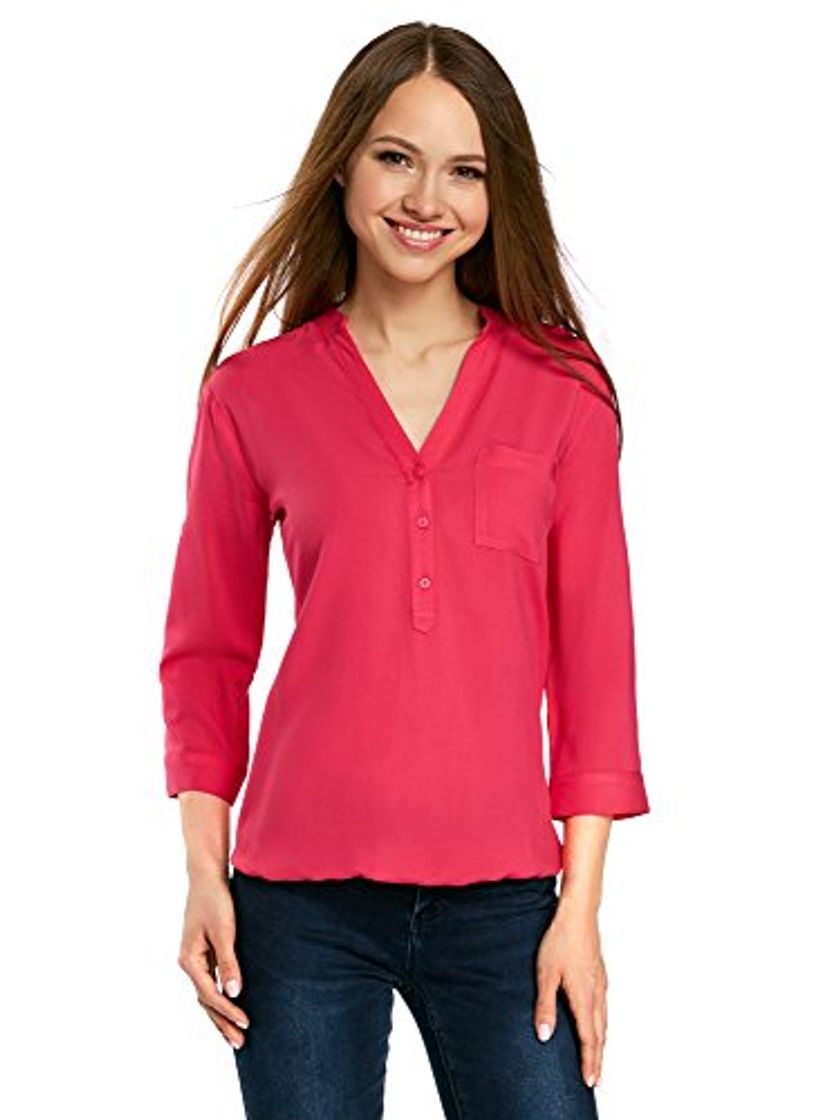 Moda oodji Ultra Mujer Blusa de Viscosa con Mangas 3