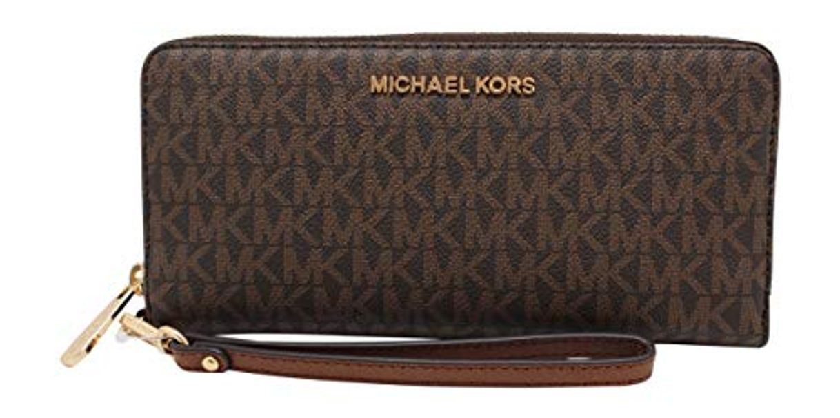 Social Michael Kors Women Jet Set Travel Large Travel Continental Wristlet Wallet Brown