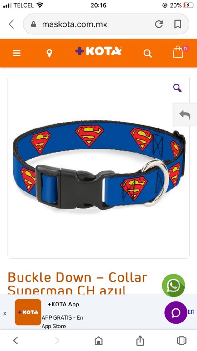 Fashion BUCKLE DOWN – Collar Superman CH azul | +KOTA