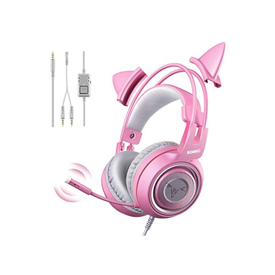 Social SOMIC G951S Auriculares rosa para juegos con micrófono