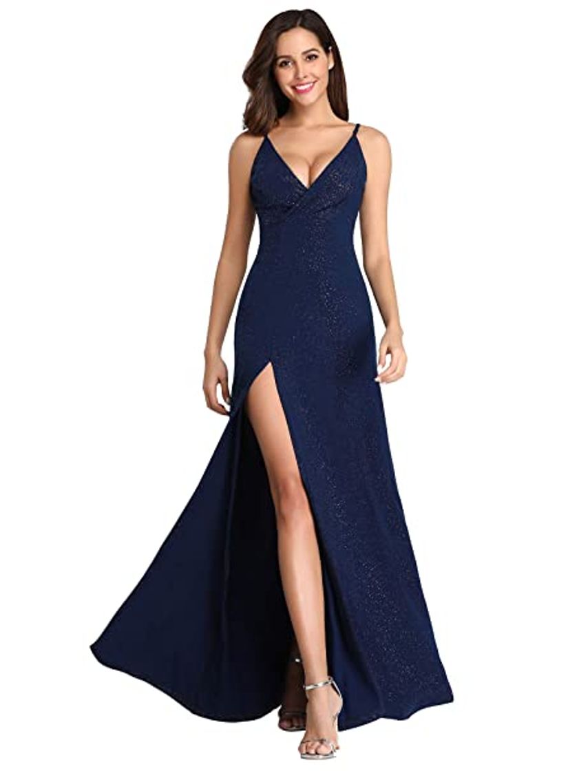 Social Ever-Pretty a Sirena Tul Vestido de Noche Cuello en V sin Respaldo