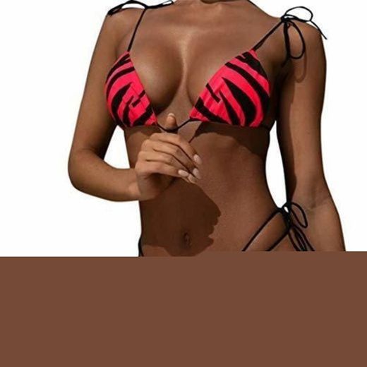 riou Bikinis Mujer 2019 Push up Bikini de Tres Puntos con Estampado