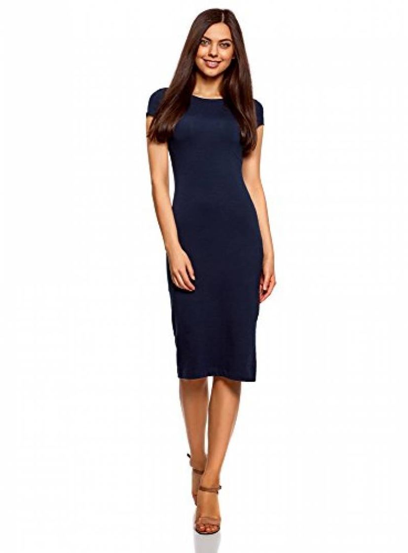 Social oodji Collection Mujer Vestido Midi con Escote en la Espalda, Verde, ES