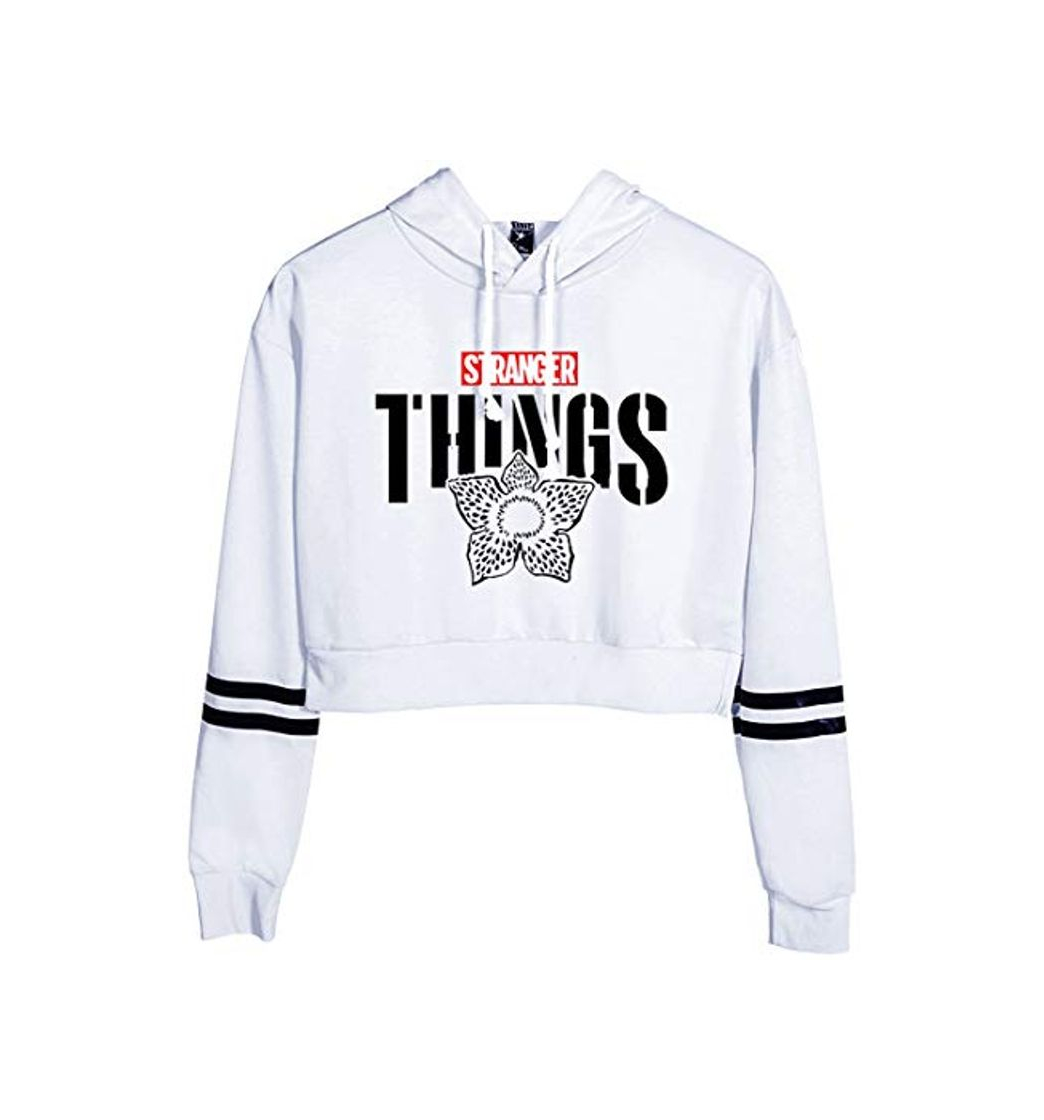 Social PANOZON Mujer Sudadera Corta Impresión de Stranger Things Chaqueta con Capucha Estilo