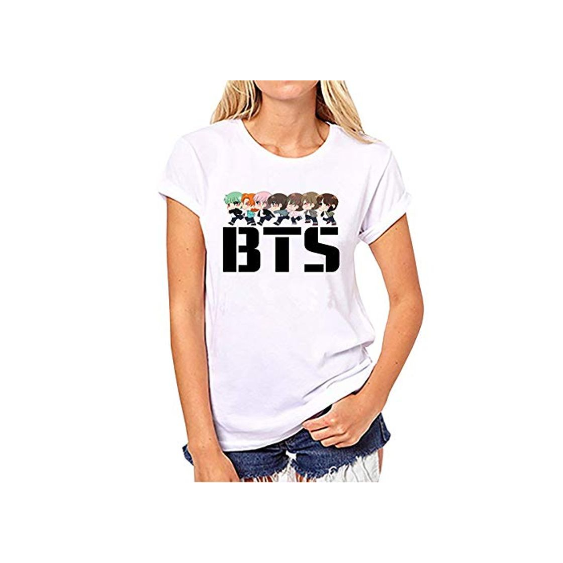 Social BTS Mujeres Tops Verano ImpresiÓN Manga Corta T
