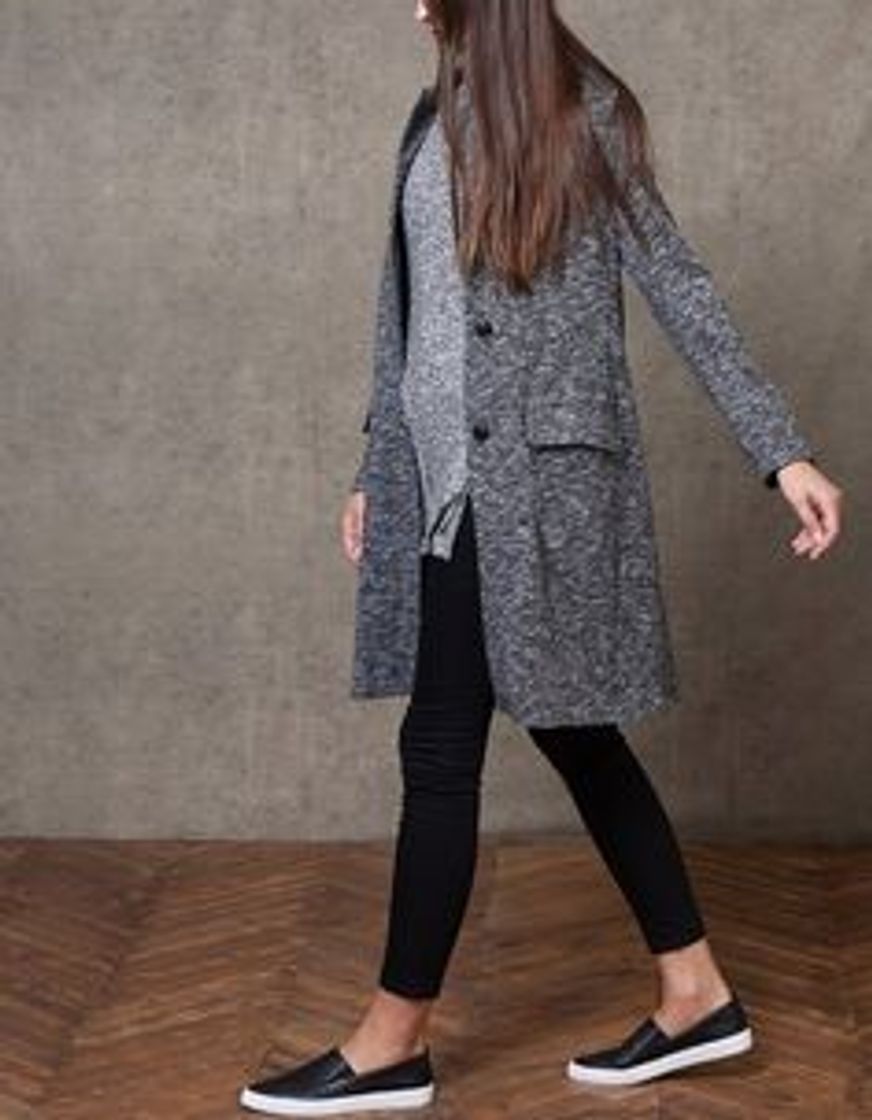 Moda Saco largo gris para mujer