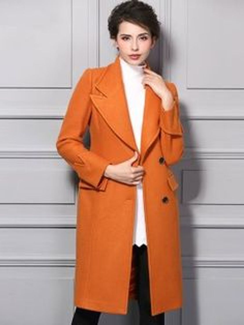 Moda Saco largo color naranja para mujer