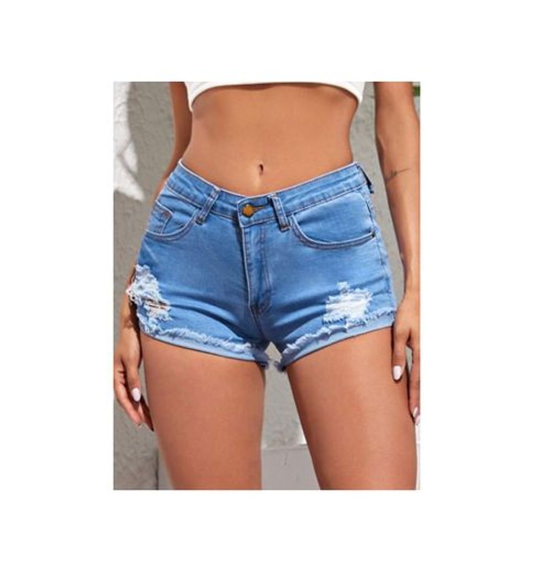 Producto Shorts Denim Rotos Bajo Crudo