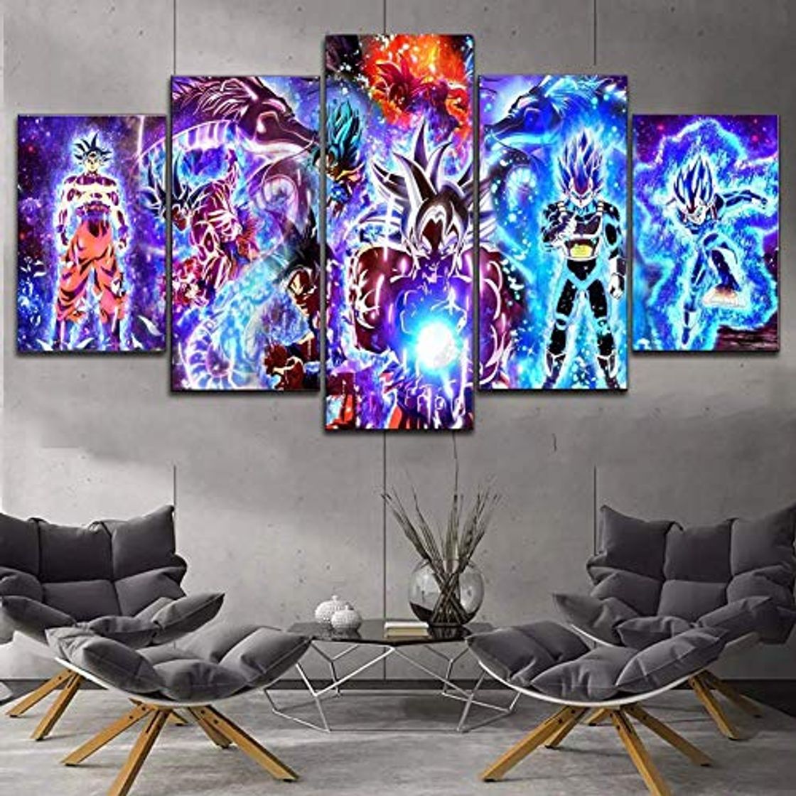 Product WLQQ 5 Piezas Lienzos Cuadros Pinturas Dibujos Animados Dragon Ball Goku Vegeta