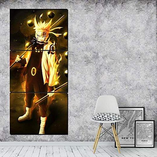 Cuadro en lienzo mural 3 paneles Naruto pintura moderna animación animación decoración del hogar módulo póster marco de la sala 40x60cmx3pcs Sin marco