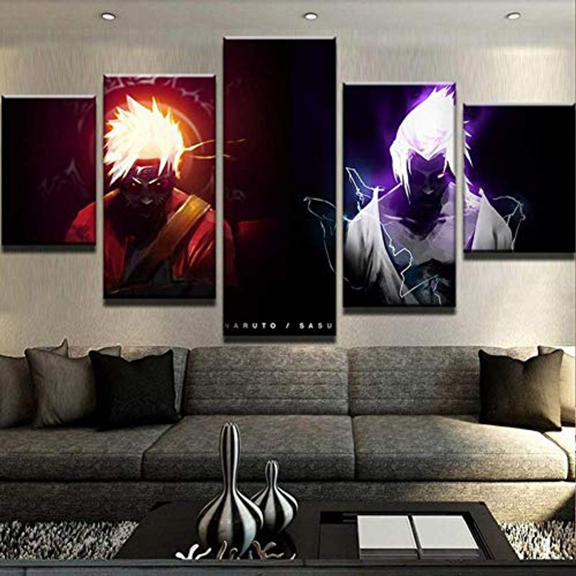 Products JSBVM Imprimir en Lienzo Naruto VS Sasuke Anime 5 Piezas Pintura Mural