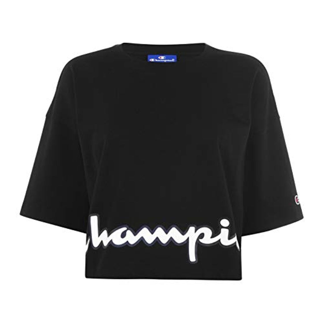 Social Champion Camiseta para Damas - Cuello Redondo, Crop-Top, Uni, Logo-Print, Manga Corta