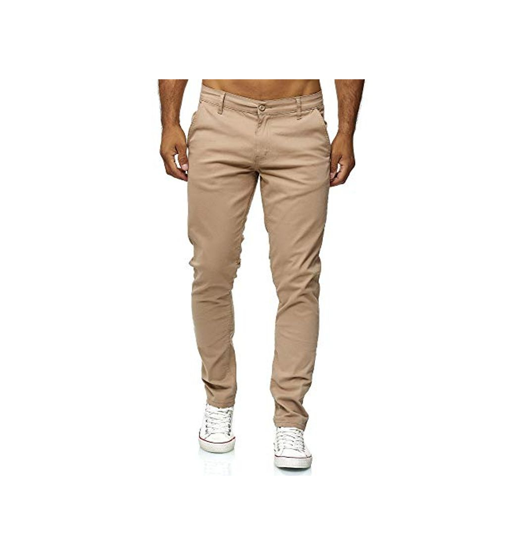 Social Elara Pantalón Chino Hombre Regular Slim Fit Elástico Chunkyrayan Beige MEL009-Beige-40