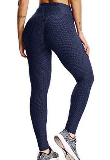 FITTOO Mallas Pantalones Deportivos Leggings Mujer Yoga Alta Cintura Gran Elásticos Fitness  Azul M