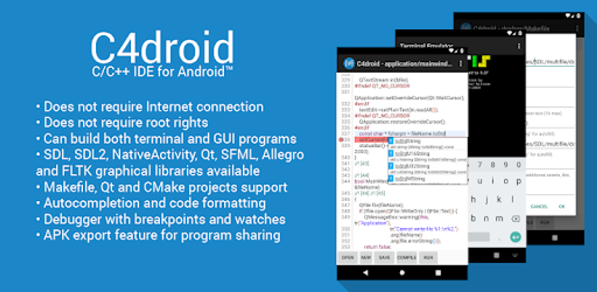 App C4droid, mobile C compiler