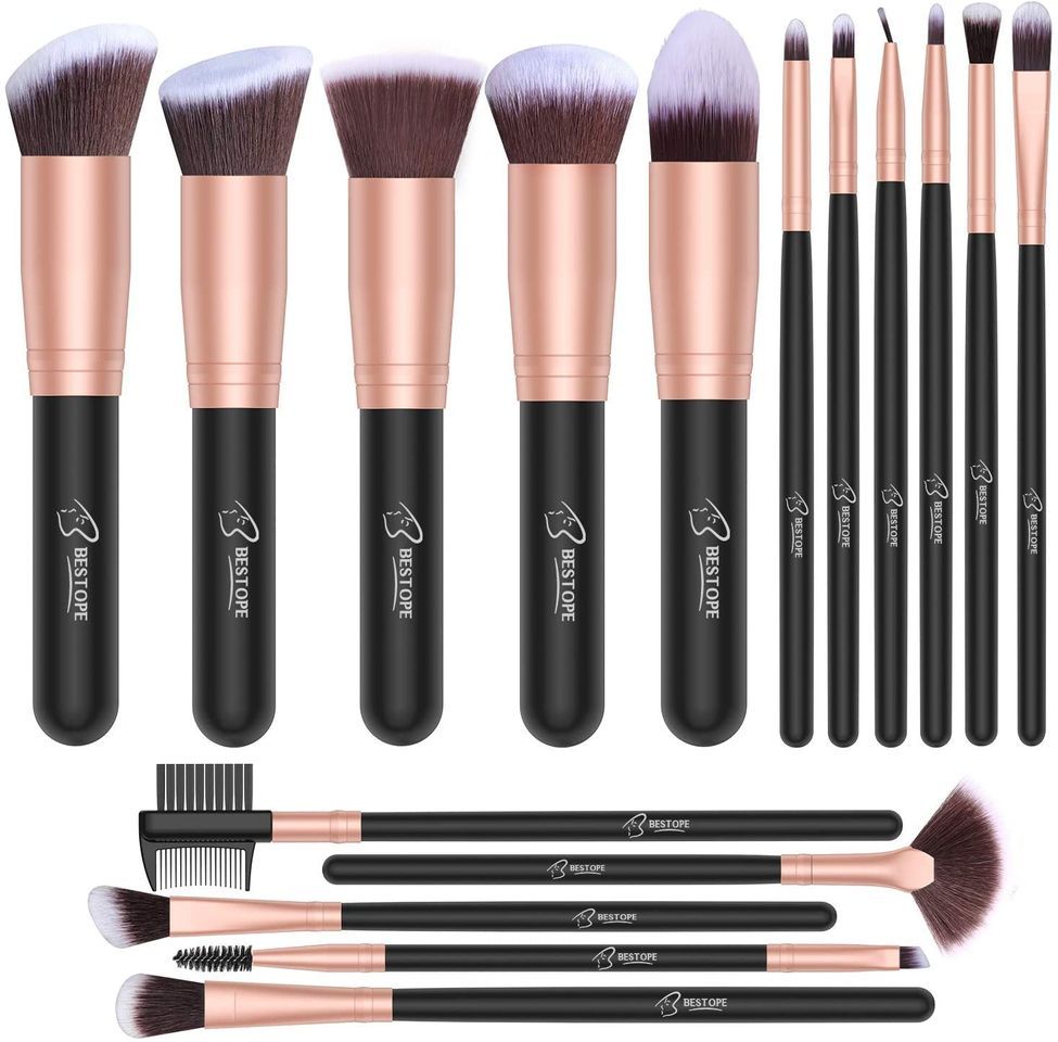 Social Set de brochas de maquillaje profesional BESTOPE 16 piezas Pinceles de maquillaje