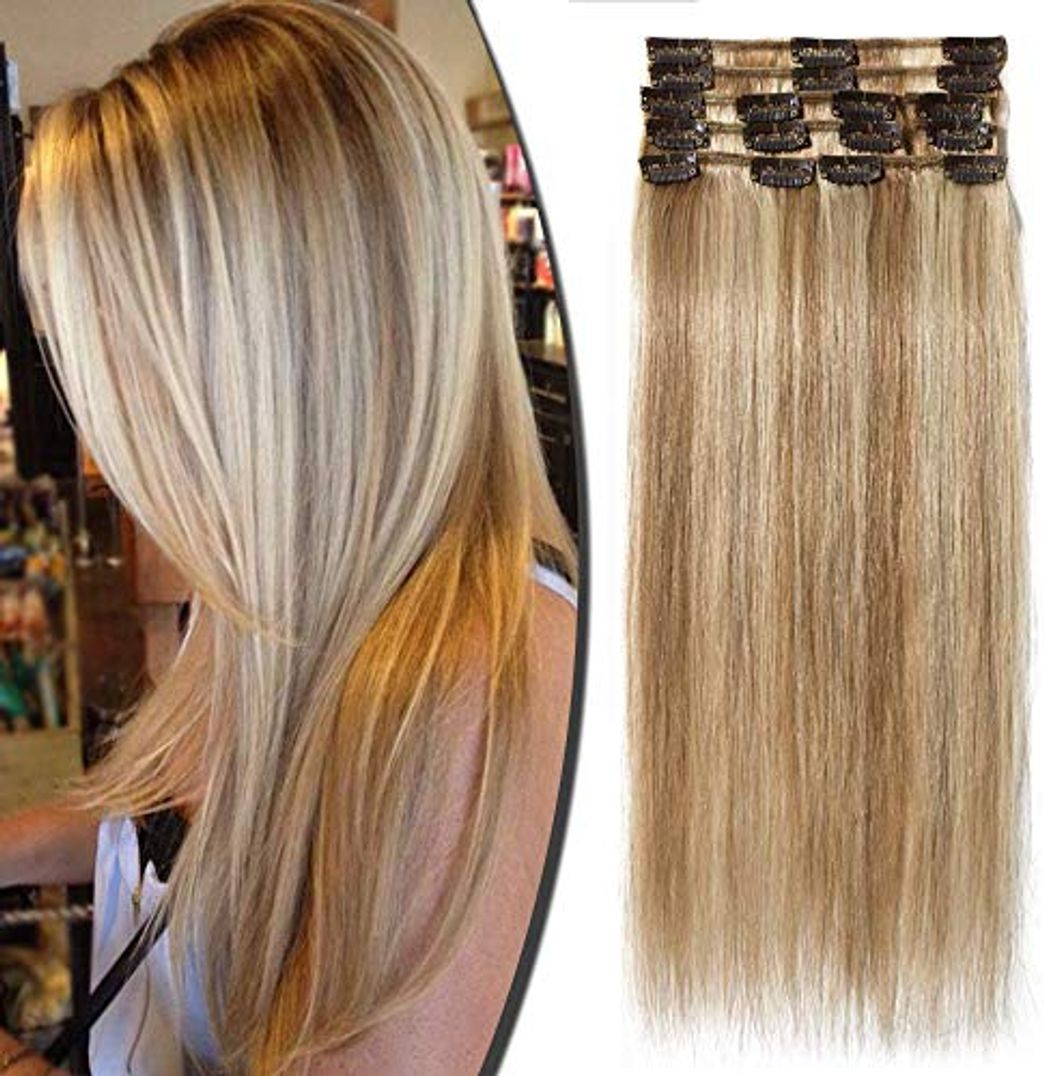 Products Extensiones de Cabello Natural Clip 8 Piezas 18 Clips 100% Remy Humano