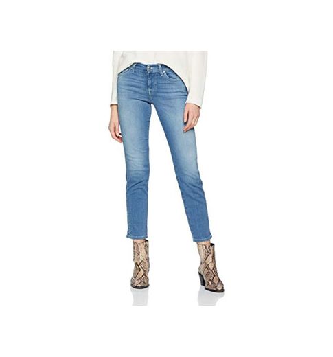 Seven for all Mankind International SAGL Mid Rise Roxanne Crop Vaqueros, Azul