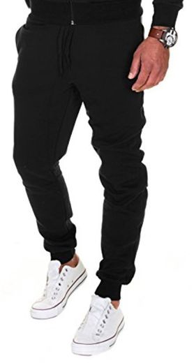 MERISH Pantalones Jogger Hombre Deportivos Joggers Modell 211 Negro XL