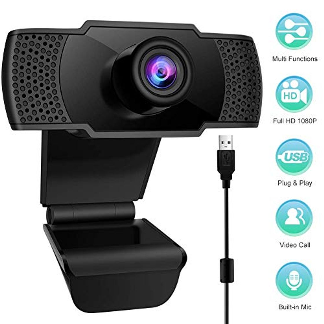 Social StillCool Cámara Web Full HD USB 1080P Cámara para PC con Micrófono