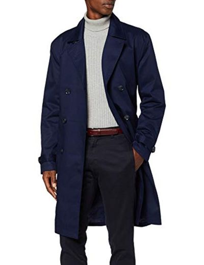 Marca Amazon - find. Gabardina Algodón Hombre, azul