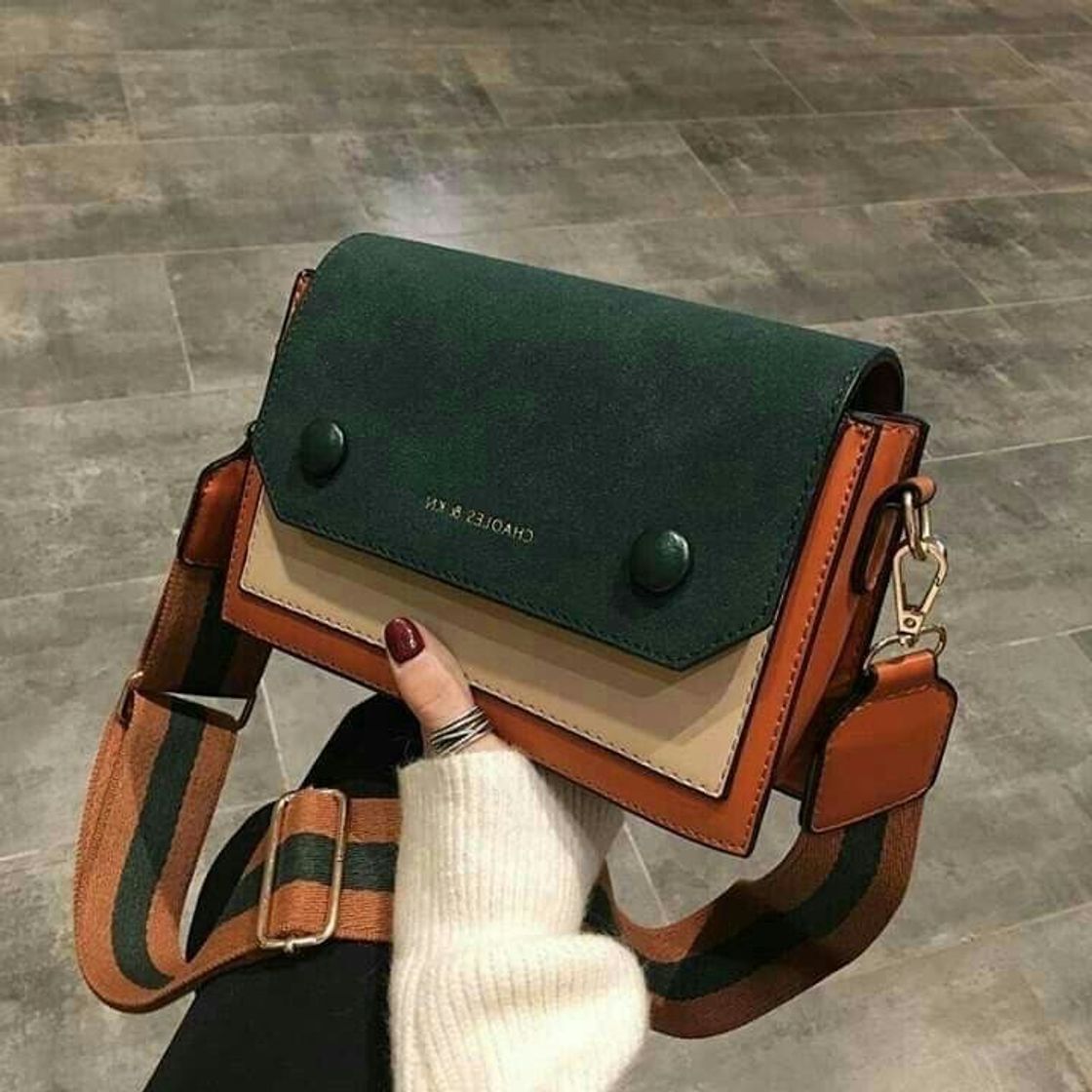 Fashion Bolsa marrom com verde 