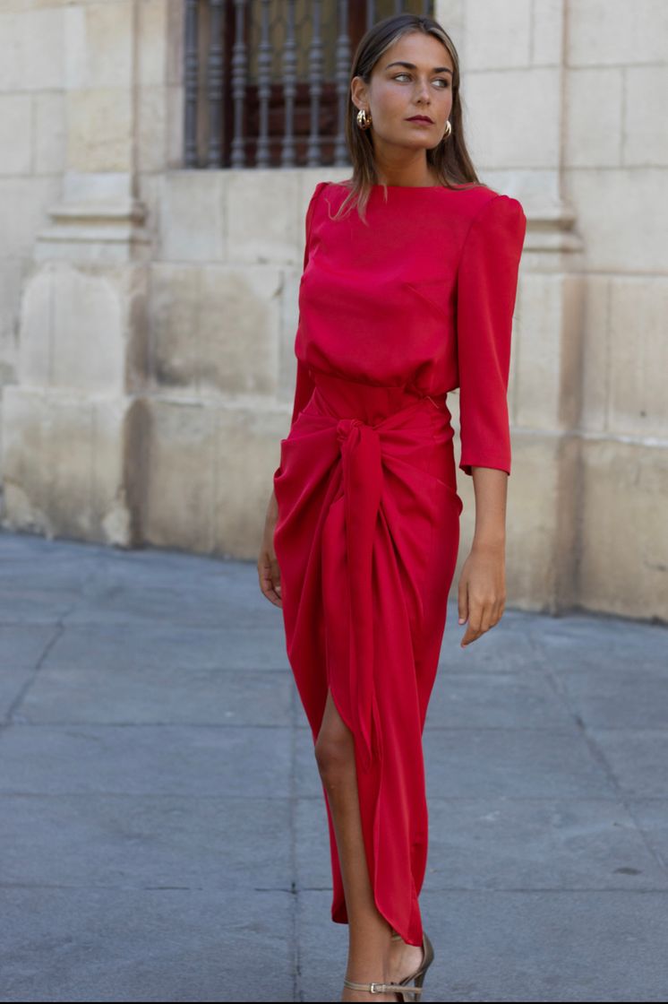 Moda Vestido rojo anudado