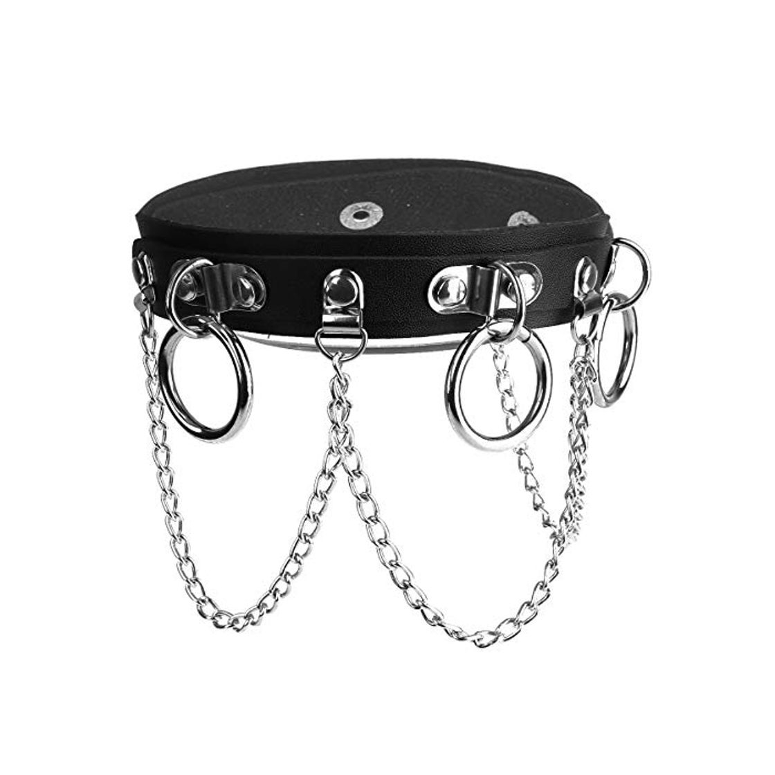 Fashion iiniim Gargantilla PU Cuero para Mujer Hombre Collar Harajuku Gótico Ajustable con Remache Punk Choker Accesorios de Fiesta Halloween Danza Rock Negro B One Size