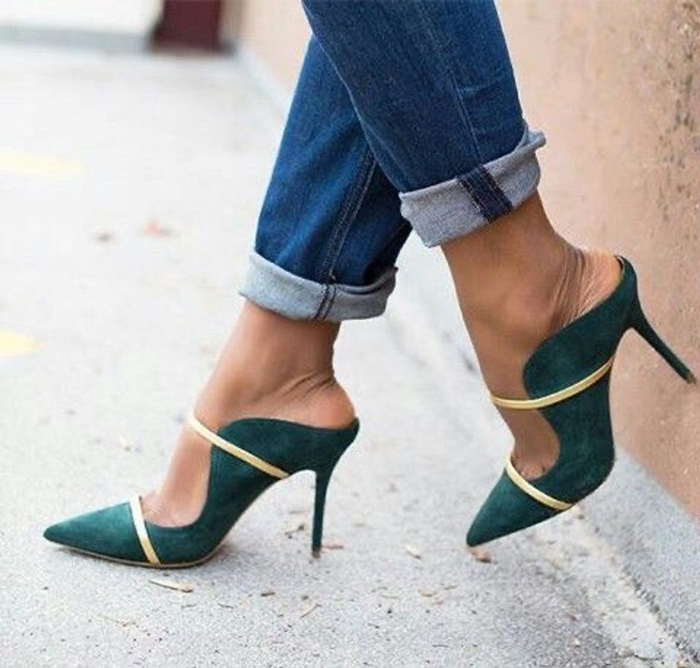 Moda Mules em verde 