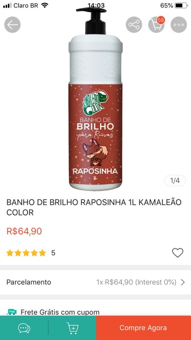 Fashion Banho de brilho. Kamaleao color $64, 90!