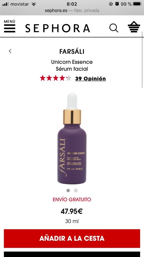 Product FARSÁLI
Unicorn Essence
Sérum facial