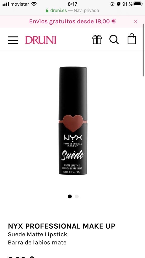 Social NYX PROFESSIONAL MAKE UP
Suede Matte Lipstick
Barra de labio