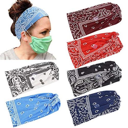 FLOFIA 6pcs Diademas Pelo Mujer Elásticas Turbantes Cinta Pelo Mujer de Nudo Paisley con Flor Criss Cross Banda para el Cabello Hair Bands Twisted Accesorios de Pelo para Cabello Pañuelo Pelo Mujer