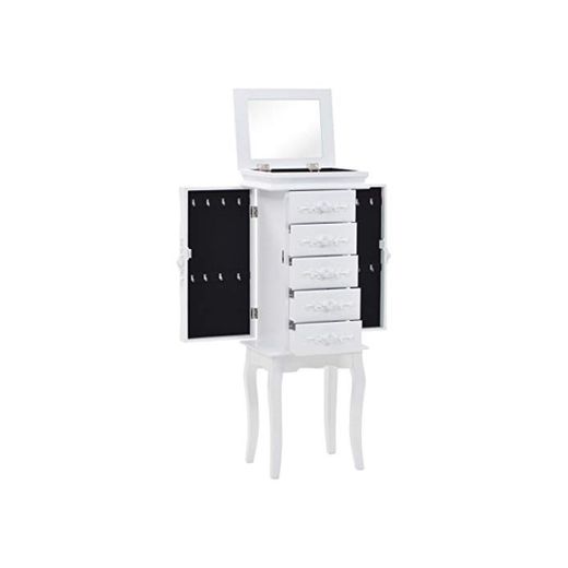 vidaXL Armario Joyero Pie Blanco Clóset Mueble Organizador Repisas Estantería