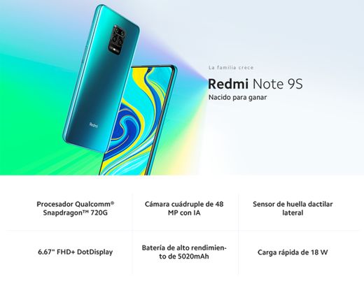 Redmi Note 9S - Smartphone con Pantalla 6,67” FHD