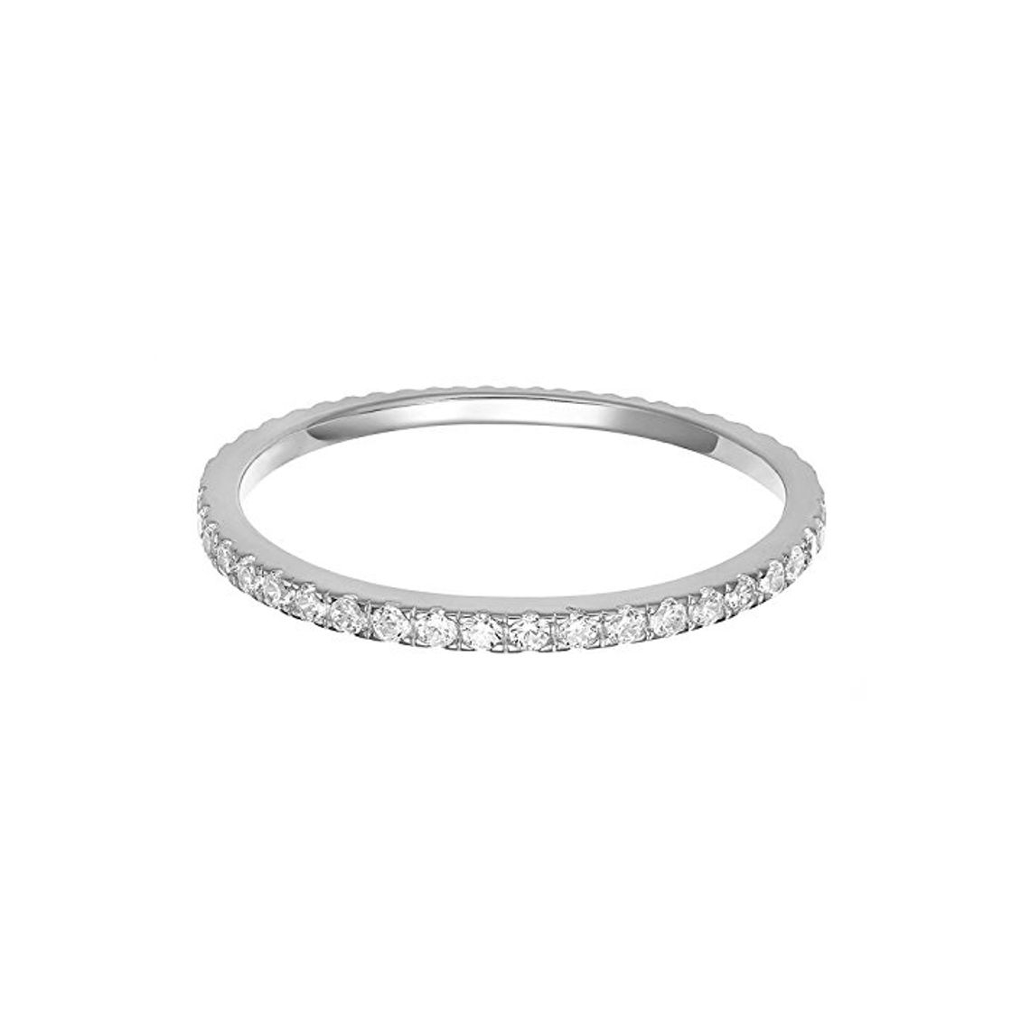 Social PAVOI AAAAA CZ Anillo de eternidad apilable de circonita cúbica de plata