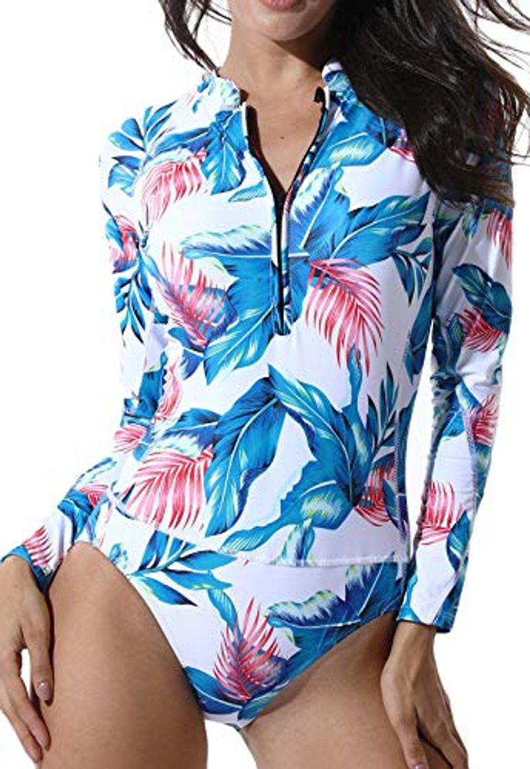 Social Mujer Surf Ropa Una Pieza Traje de Baño Manga Larga Bañador Playa