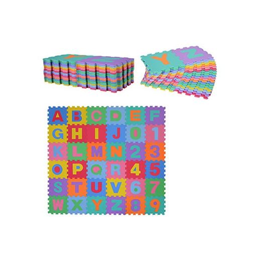 HOMCOM Alfombra puzle para Niños 192x192 cm 36 Piezas Numeros 0 al
