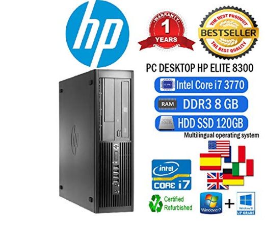 PC HP Elite 8300 SFF Intel Core i7 3770 3,40 GHz/8GB/SSD 120 GB/DVD/Win 10 Pro