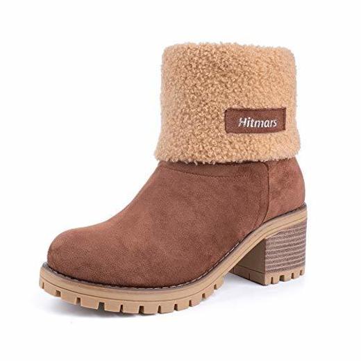 Botas Mujer Invierno Tacon Forrado Calentar Botas Altas Botines Moda Casual Outdoor